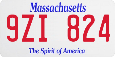 MA license plate 9ZI824