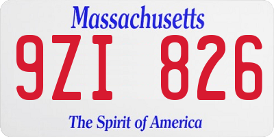 MA license plate 9ZI826