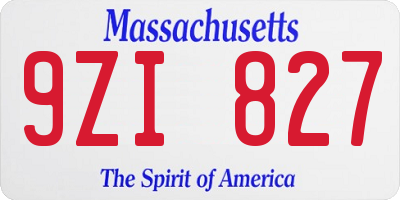 MA license plate 9ZI827