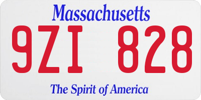 MA license plate 9ZI828