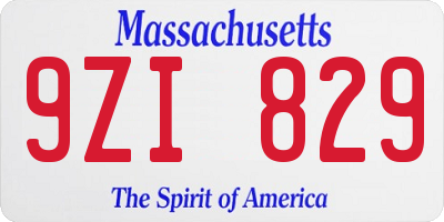 MA license plate 9ZI829