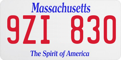 MA license plate 9ZI830