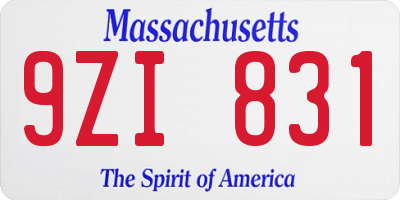 MA license plate 9ZI831