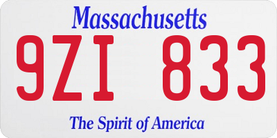 MA license plate 9ZI833