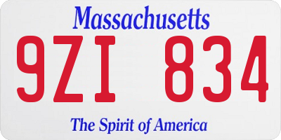 MA license plate 9ZI834