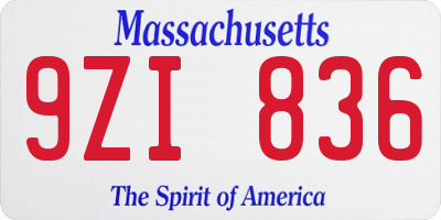 MA license plate 9ZI836