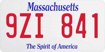 MA license plate 9ZI841