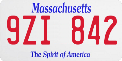 MA license plate 9ZI842