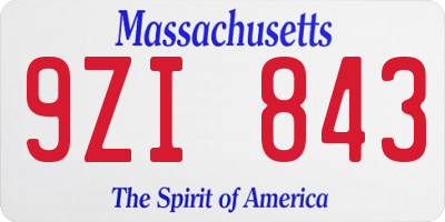MA license plate 9ZI843