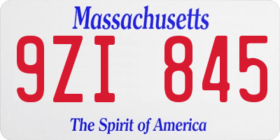 MA license plate 9ZI845