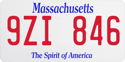 MA license plate 9ZI846