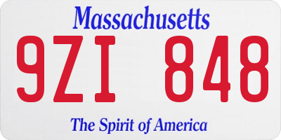 MA license plate 9ZI848