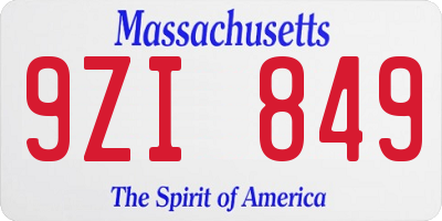 MA license plate 9ZI849