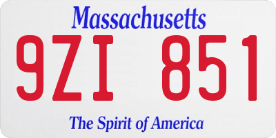 MA license plate 9ZI851