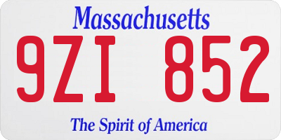 MA license plate 9ZI852