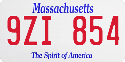 MA license plate 9ZI854