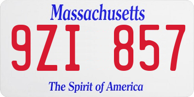 MA license plate 9ZI857