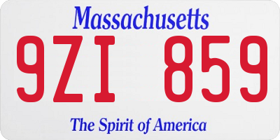 MA license plate 9ZI859