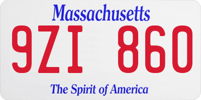 MA license plate 9ZI860