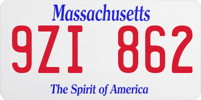 MA license plate 9ZI862