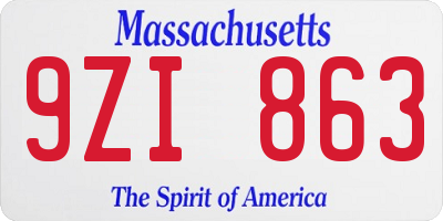 MA license plate 9ZI863