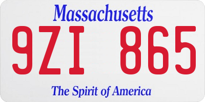 MA license plate 9ZI865