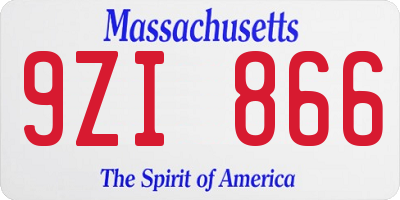 MA license plate 9ZI866