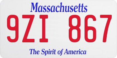 MA license plate 9ZI867
