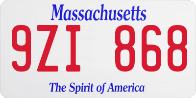 MA license plate 9ZI868