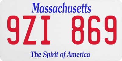 MA license plate 9ZI869