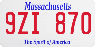MA license plate 9ZI870