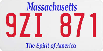 MA license plate 9ZI871