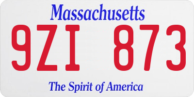 MA license plate 9ZI873