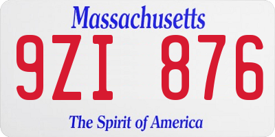 MA license plate 9ZI876