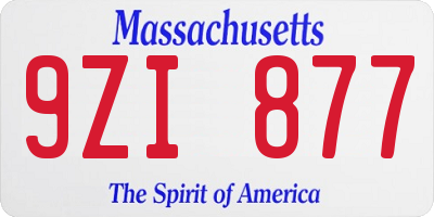 MA license plate 9ZI877