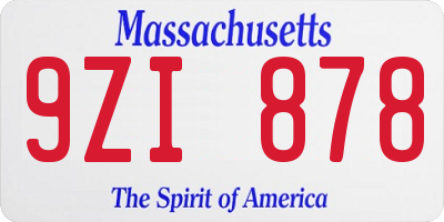 MA license plate 9ZI878