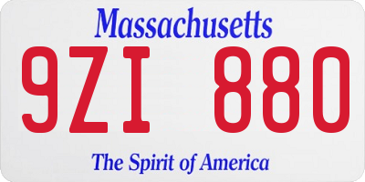 MA license plate 9ZI880