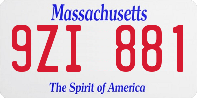 MA license plate 9ZI881