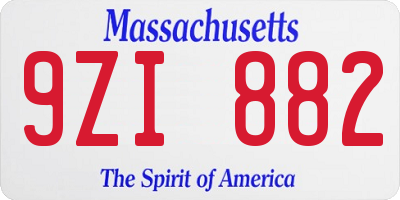 MA license plate 9ZI882