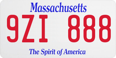 MA license plate 9ZI888