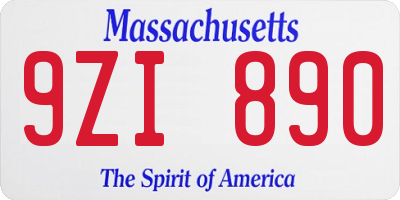 MA license plate 9ZI890