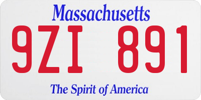 MA license plate 9ZI891