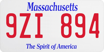 MA license plate 9ZI894