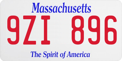 MA license plate 9ZI896