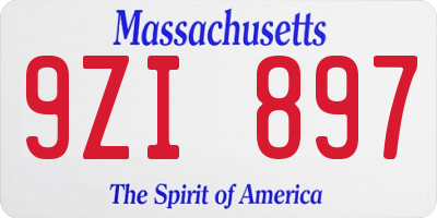 MA license plate 9ZI897