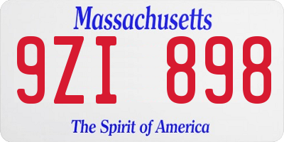 MA license plate 9ZI898