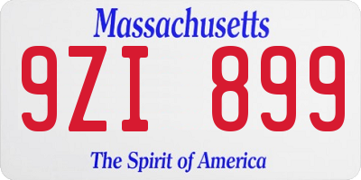 MA license plate 9ZI899