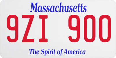 MA license plate 9ZI900