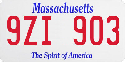 MA license plate 9ZI903