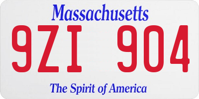 MA license plate 9ZI904